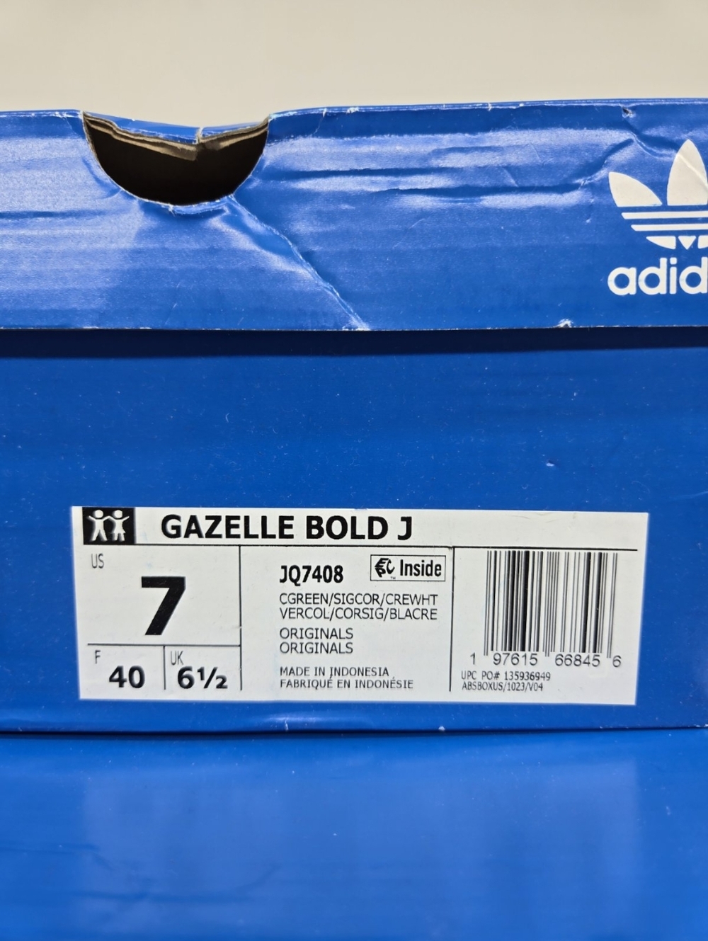 Adidas Gazelle Bold JQ7408 Collegiate Green Signal Coral Girls Shoes Size 7 - Picture 8 of 8